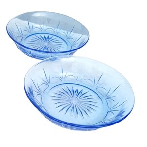 Vintage Fostoria Glass for Avon AMERICAN BLUE Glass Cereal Soup Bowls Set of 2